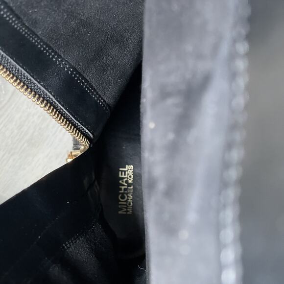 MICHAEL KORS $375 BLACK BROWN LOGO KINCAID RIDING BOOTS SZ 8 - Picture 13 of 13